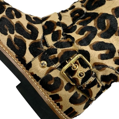 Louis Vuitton Boots Short Boots Shoes Halako Brown Ankle Boots Leopard Belt