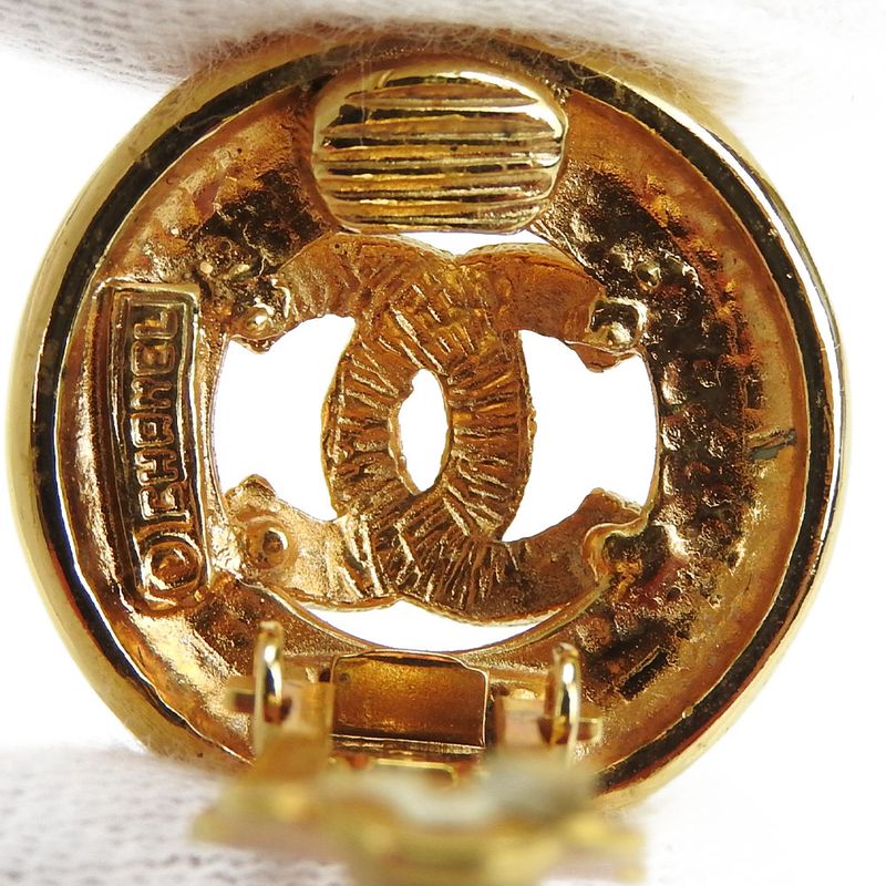 Chanel Earring Coco Mark Metal Gold Accessory Plated Small Accessories Ladies
