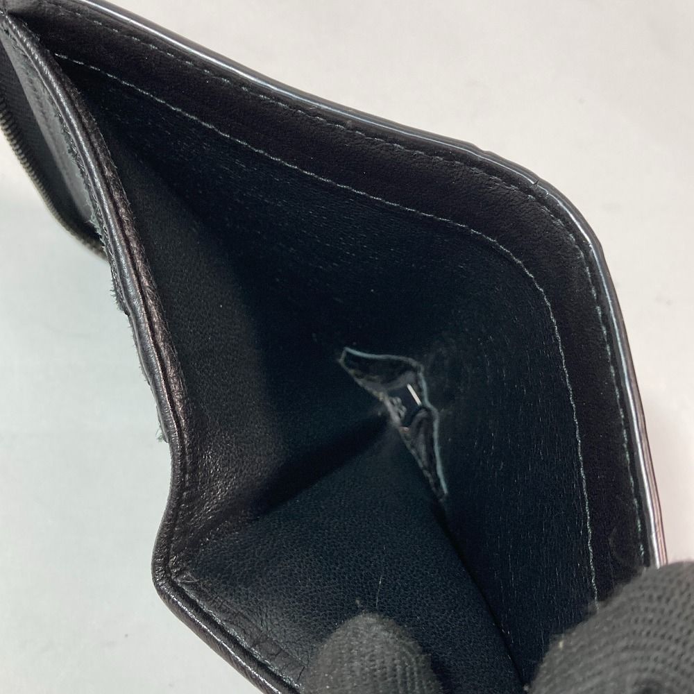 Bottega Veneta Intrecciato Round Zipper Wallet Black Enamel X