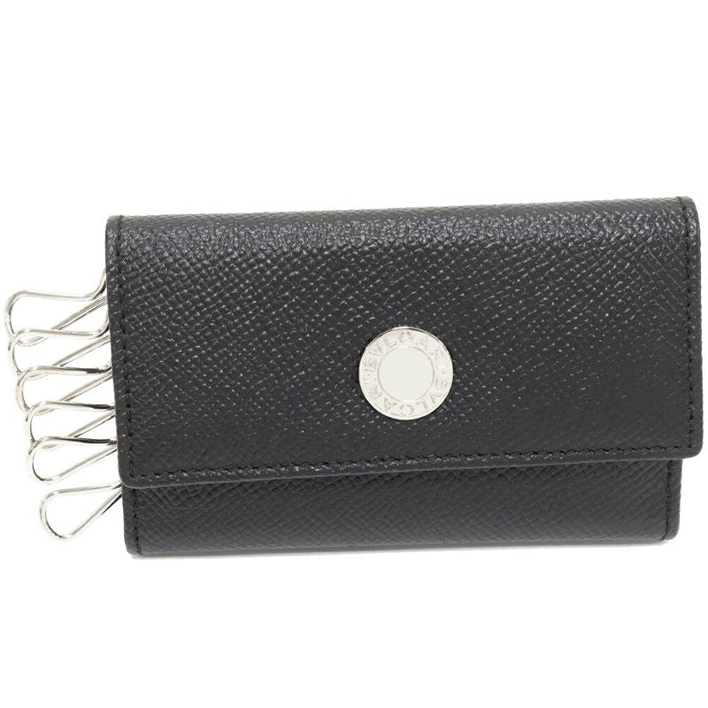 Bulgari 6-ribbon Key Case Bulgari Classico Grain Calf Leather Black 20234