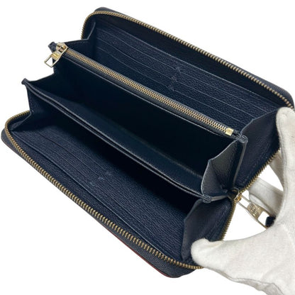 Louis Vuitton Empreinte Leather Zippy Wallet Navy Embossed Monogram Pattern