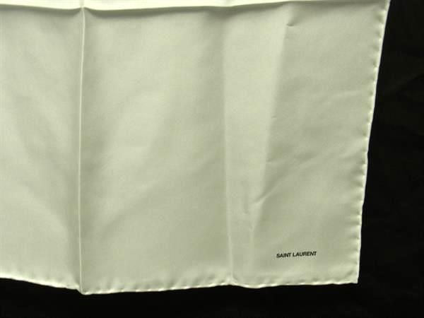 Saint Laurent 100% Silk Handkerchief Scarf For Women In White Fa1158