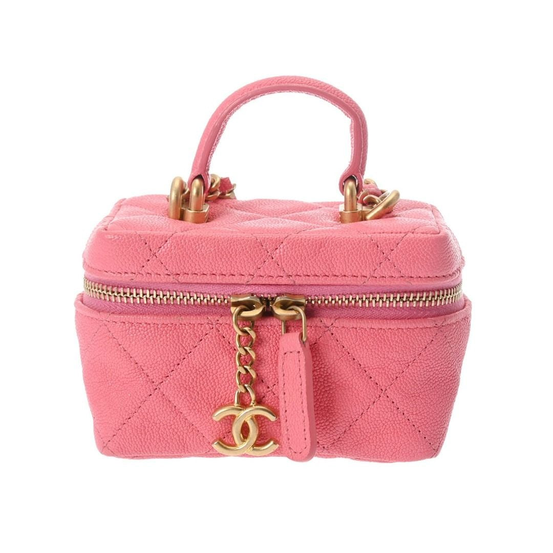 CHANEL Lambskin Quilted Mini Top Handle Rectangular Flap Bag Pink