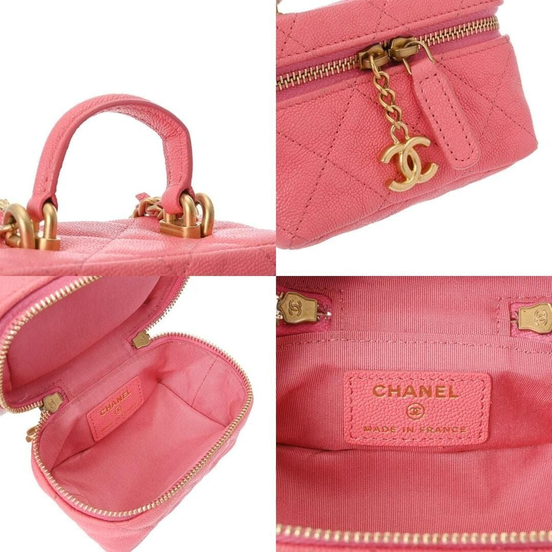 CHANEL Lambskin Quilted Mini Top Handle Rectangular Flap Bag Pink