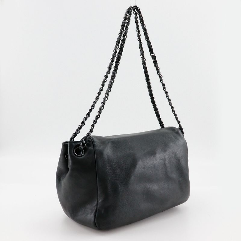 Chanel W Chain Shoulder Studded Coco Mark Lambskin Black Ladies Shoulder Bag