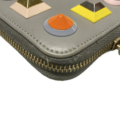 Fendi Long Wallet Zip Around Wallet 8m0299 Ivory And Multi Round Zipper/multi-st