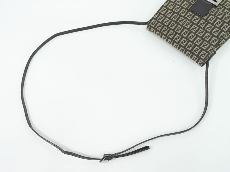 Authentic Fendi Zucchino Shoulder Bag Pochette Canvas Brown 8bt075 Zucchino Bag