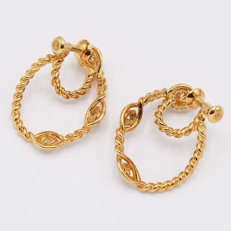 Christian DIOR Earring 18K 750 D0.15 Approx 7.5g Gold Accessories Ladies With