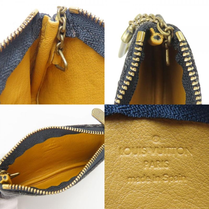 Louis Vuitton Coin Case Pochette Cles M95616 Monogram Denim Gray Black Gold