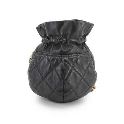 Chanel Matelasse Drawstring Chain Shoulder Bag Leather Black Matelasse Shoulder