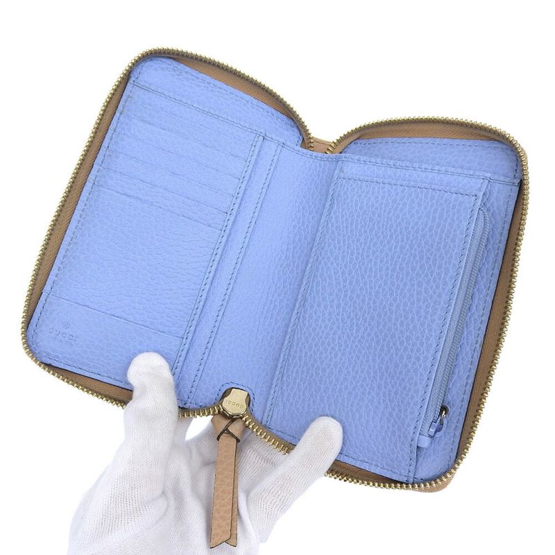 With Box Gucci 2017 354497 Teal Leather Round Zip Wallet Bifold Wallet With