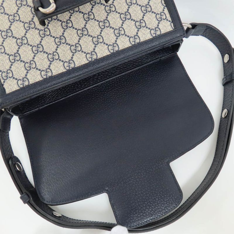 Gucci Horsebit 1955 Medium 602204 Shoulder Bag Navy - GG Supreme