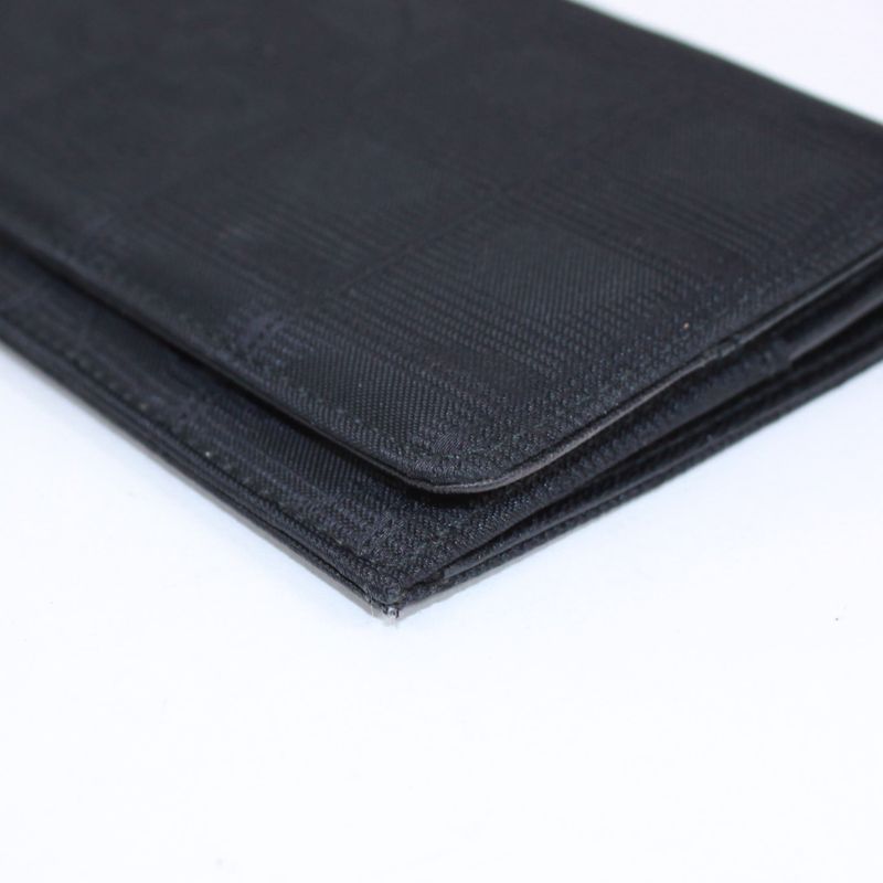Chanel New Travel Line Leather X Nylon Black Wallet Black A15788
