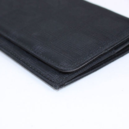 Chanel New Travel Line Leather X Nylon Black Wallet Black A15788