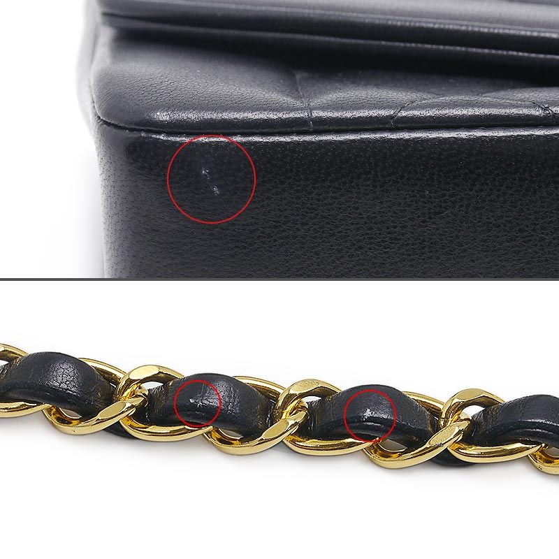 Chanel Matelasse Chain Shoulder Bag Diana Flap 22 Black