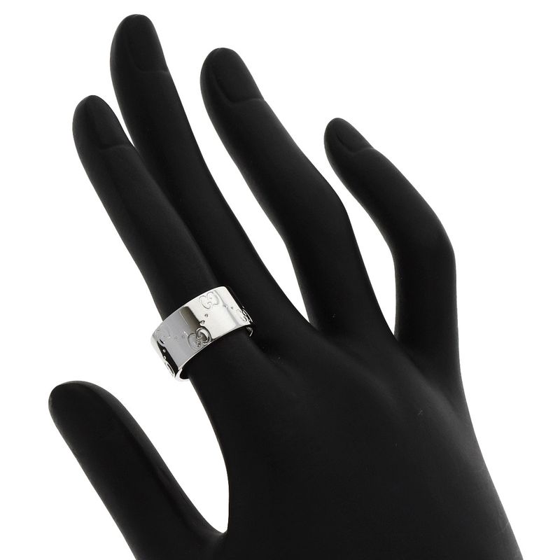 Gucci GG Icon Wide #11 Ring - 18K White Gold Ladies