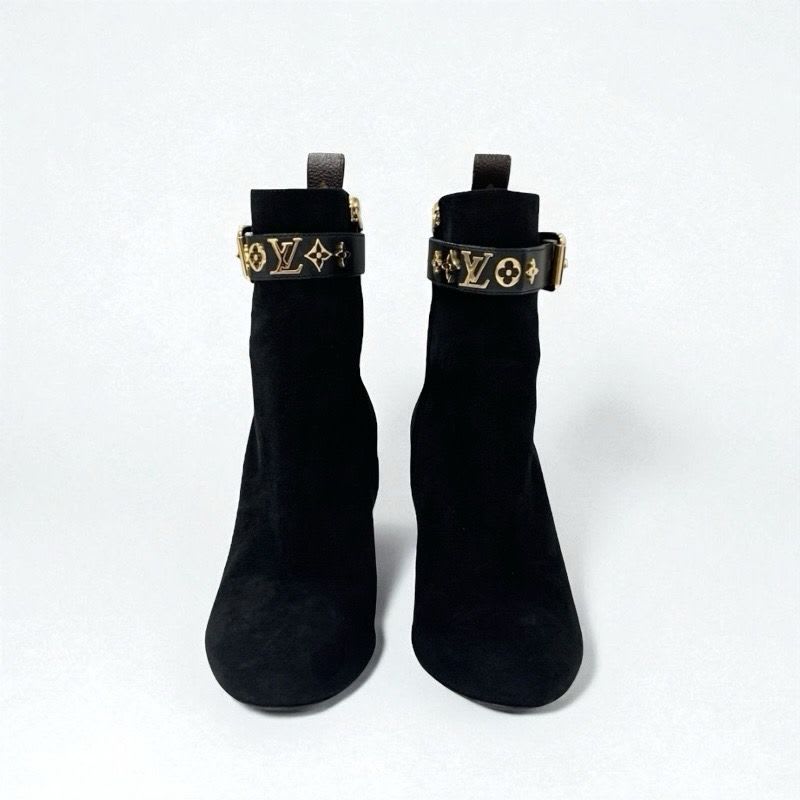 Louis Vuitton Silhouette Line Monogram Boots Short Shoes Suede Black