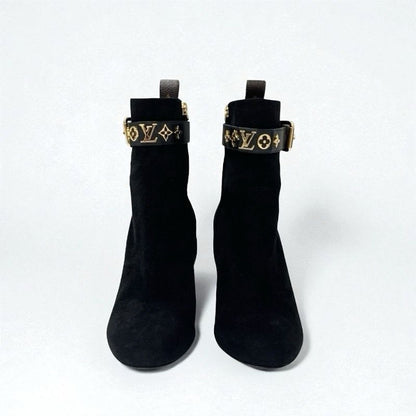 Louis Vuitton Silhouette Line Monogram Boots Short Shoes Suede Black
