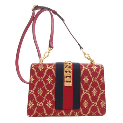 Gucci 524405 Sylvie GG Shoulder Bag Leather Women