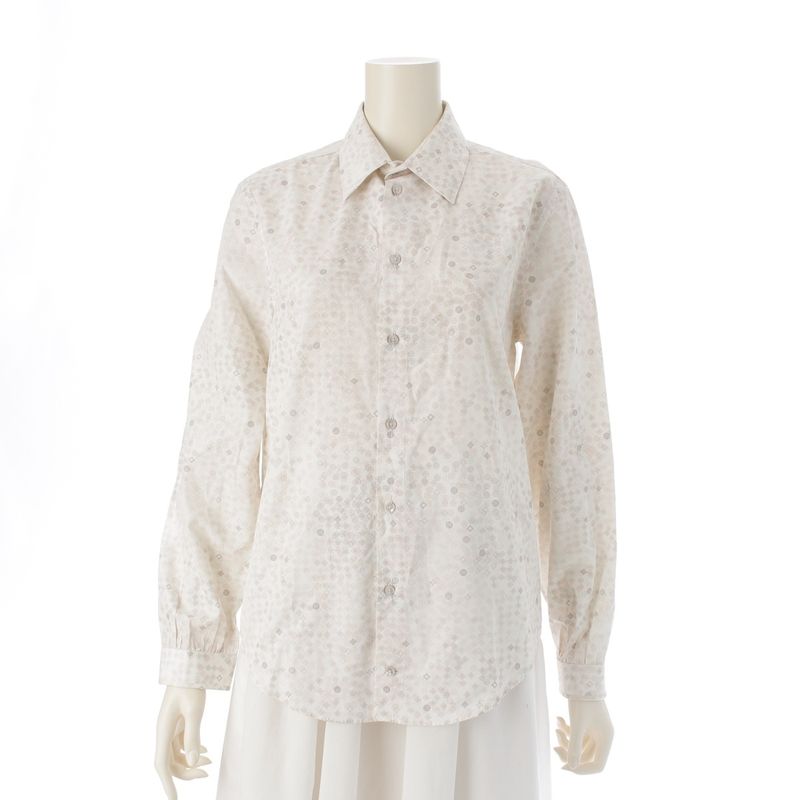 Louis Vuitton Monogram L/S Shirt Blouse Top White XS