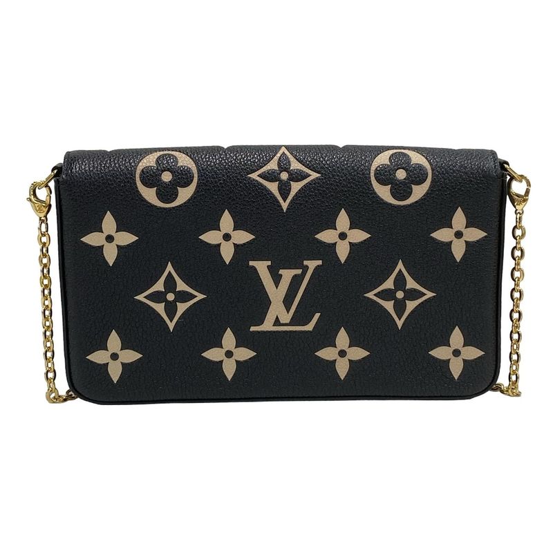 Louis Vuitton Wallet Bicolor Monogram Empreinte Pochette Felicie M80482 Black