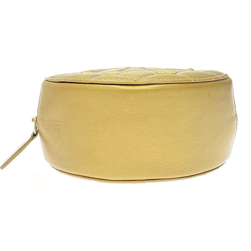 Chanel Matelasse Lambskin Coco Mark Round Chain Shoulder Bag Gold 371307