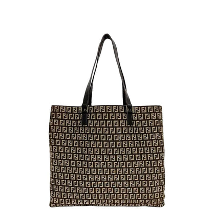 Fendi Tote Bag Brown Beige Zucchino 8bh068 Excellent Condition
