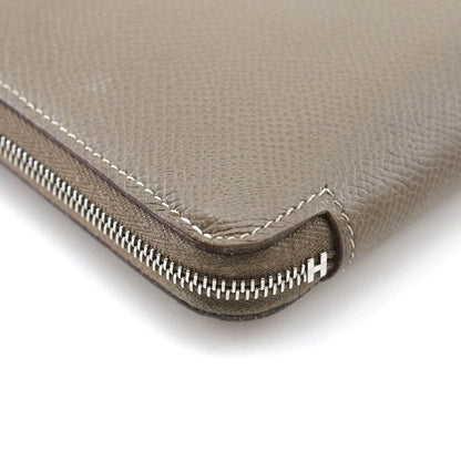 Hermes Azap Long Silk-in Vaux-epson Etoupe Brown □R Ladies Long Wallet