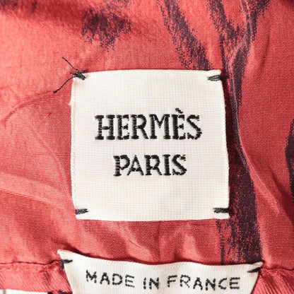 Hermes Silk Flared Skirt Women's 34 Horse Motif Horse Pattern Red Made In France