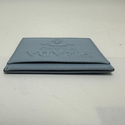 Prada Card Case With Embossed Logo 1mc025 Saffiano Leather Light Blue