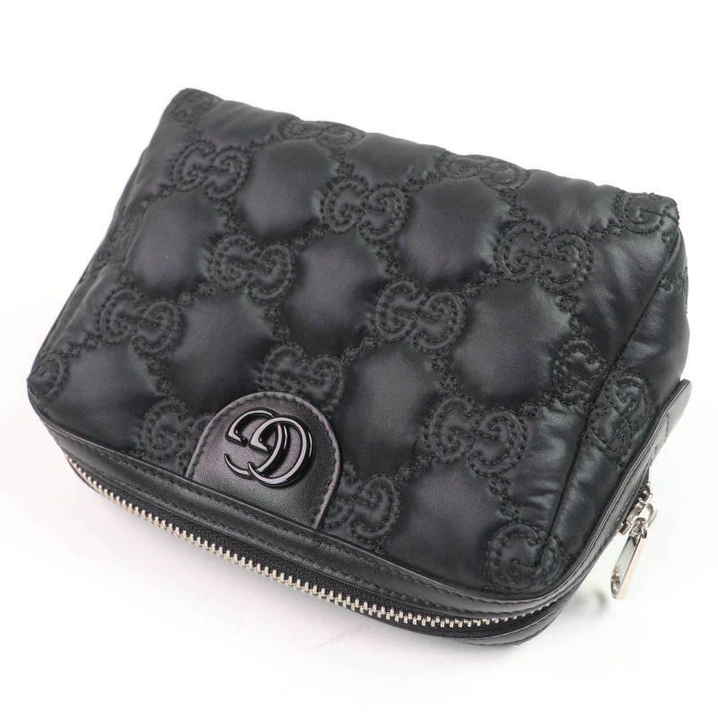 Gucci 72604 GG Marmont Makeup Pouch Small Pouch Black Purple With Box And