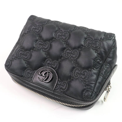 Gucci 72604 GG Marmont Makeup Pouch Small Pouch Black Purple With Box And