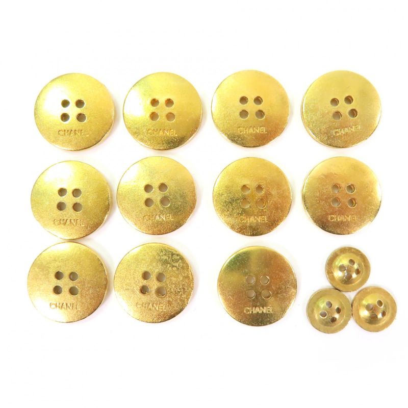 CHANEL Vintage Logo Button Metal Button Large And Small Set Of 14 Gold Ladies