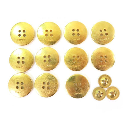 CHANEL Vintage Logo Button Metal Button Large And Small Set Of 14 Gold Ladies