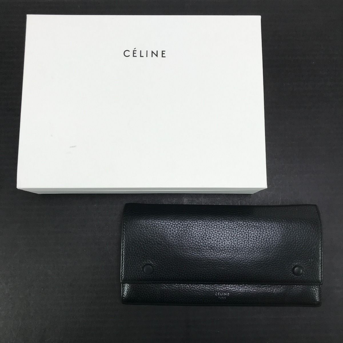 Celine Long Wallet Large Flap Multifunction S-Ba-0193 Black X Yellow