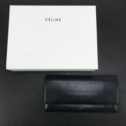 Celine Long Wallet Large Flap Multifunction S-Ba-0193 Black X Yellow