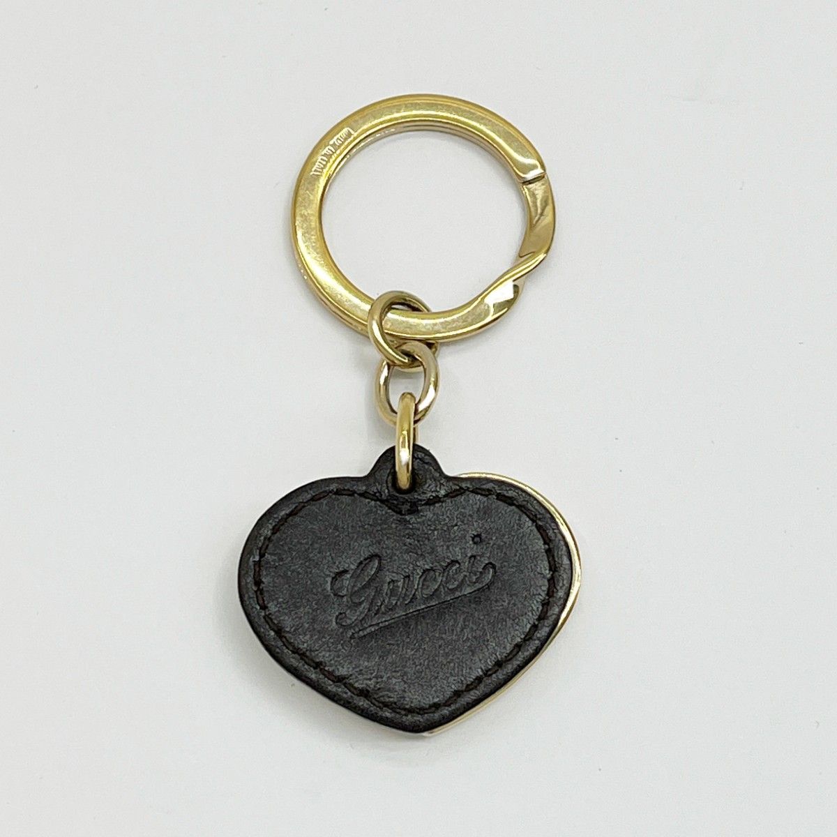 Gucci Key Holder Heart-Shaped Leather Gold X Brown