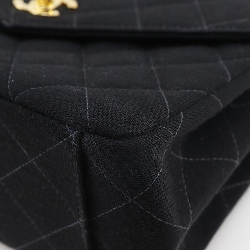 Chanel Matelasse Coco Mark Cotton Black Women's Shoulder Bag