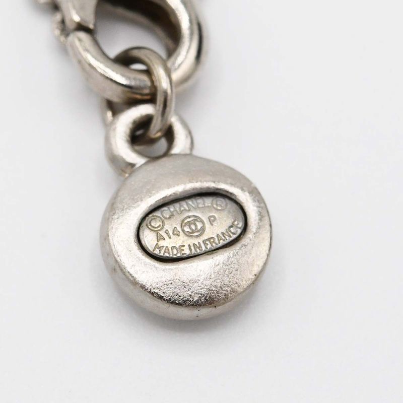 Chanel Pearl Necklace Coco Mark A14 Silver Color Total Weight Approx 11.7g With