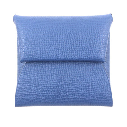 Hermes Bastia Silver Hardware Vaux Epson Leather Coin Case Blue Epson Engraved