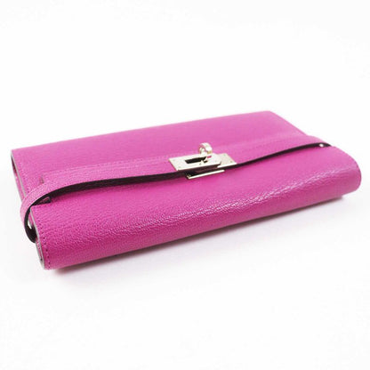 Hermes Kelly Wallet Rose Purple Silver Hardware Chevre Long Wallet / Long