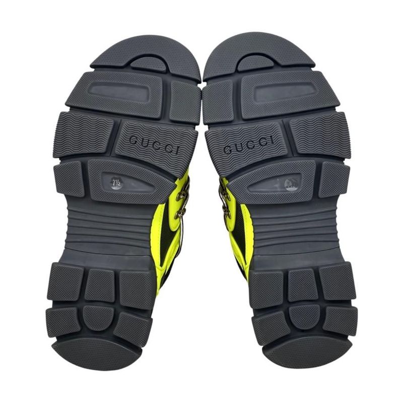 Gucci Sneakers Flash Trek 543162 7 1 2 Size Mesh Logo Yellow Grey Pink Gucci