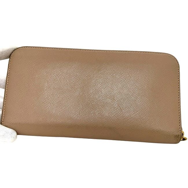 Prada Round Zipper Long Wallet Pink Beige Cammeo 1ml506