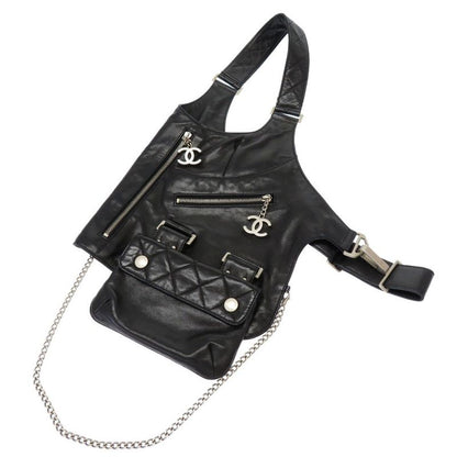 Chanel Jacket Bag Lambskin Black Matelasse 8 Series Coco Mark Body Bag 0031
