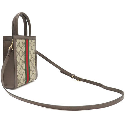 Gucci 2way Bag Super Mini Bag GG Supreme Canvas Beige and Ebony Gold Hardware