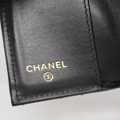 Chanel Trifold Wallet Matelasse Caviar Skin Black Gold Hardware Women