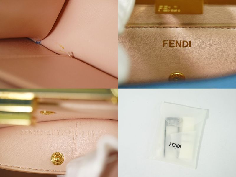 Authentic Fendi Peekaboo Icyou East West 2WAY Shoulder Bag Handbag Leather Blue