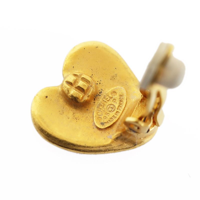 Chanel Earring Heart Coco Mark Gold Pair Accessories - Fashion