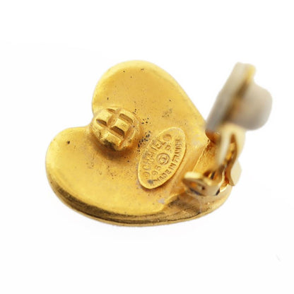 Chanel Earring Heart Coco Mark Gold Pair Accessories - Fashion