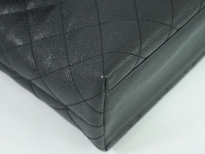 Authentic Chanel Coco Mark Matelasse Turnlock Handbag Caviar Skin Leather Black